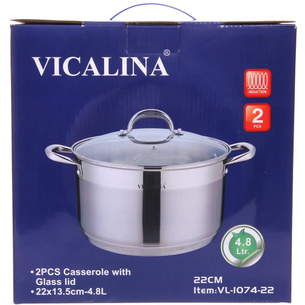 Кастрюля из нержавеющей стали VICALINA 4,8л, индукция, VL-1074-22