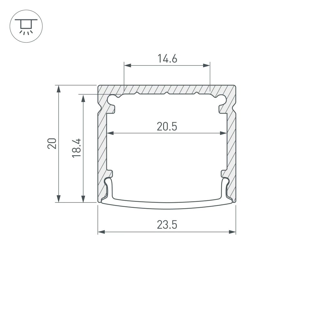 Профиль WIDE-H20-2000 ANOD (Arlight, Алюминий) 055756