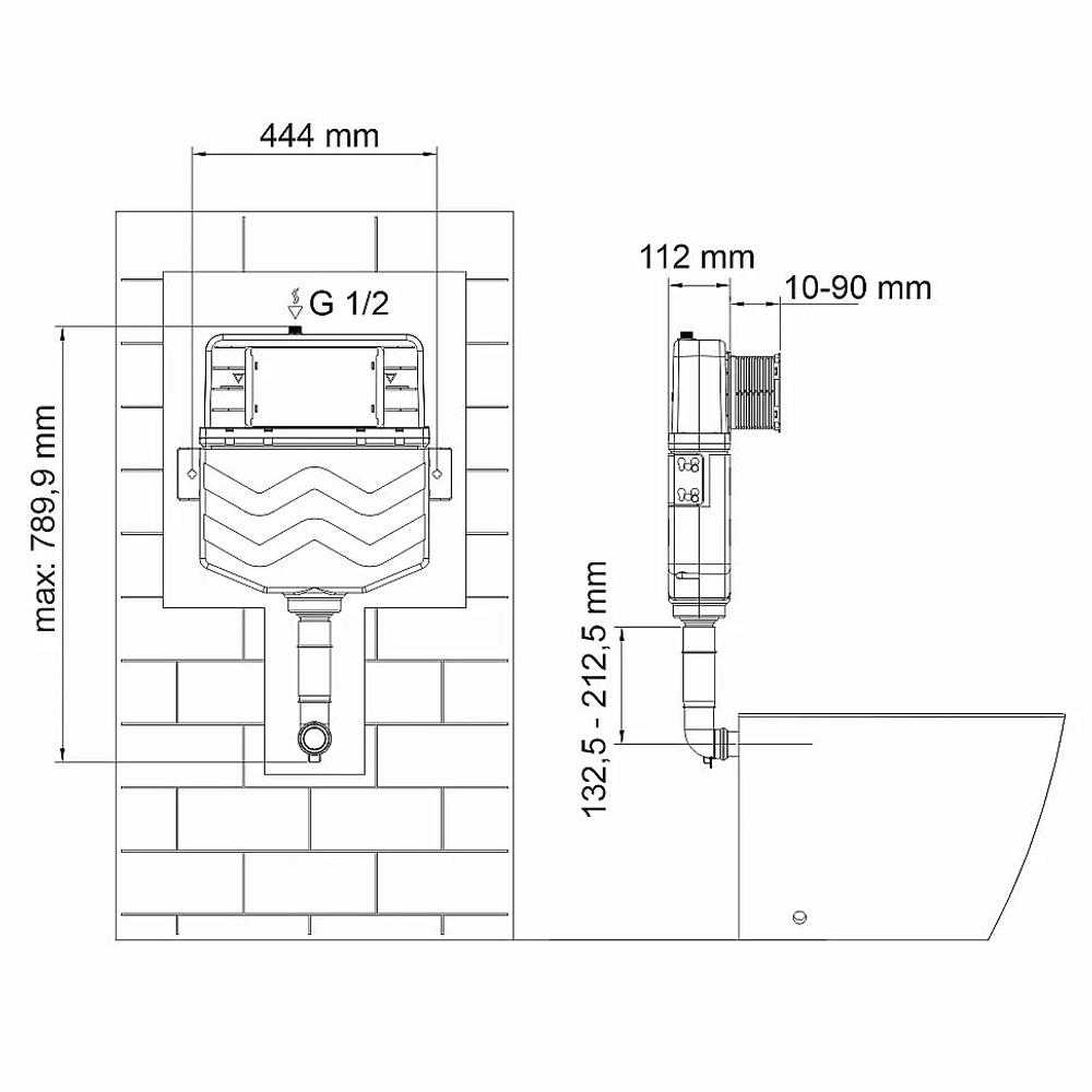Бачок скрытого монтажа WasserKraft Aller 10 10TLT.031.ME.PG04 с кнопкой золото