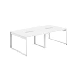 AG.2412.WH.72.WH / Стол для переговоров 2400х1238х750 / профиль О-образный: 70х20 белый; лючок: серебро; столешница: белый