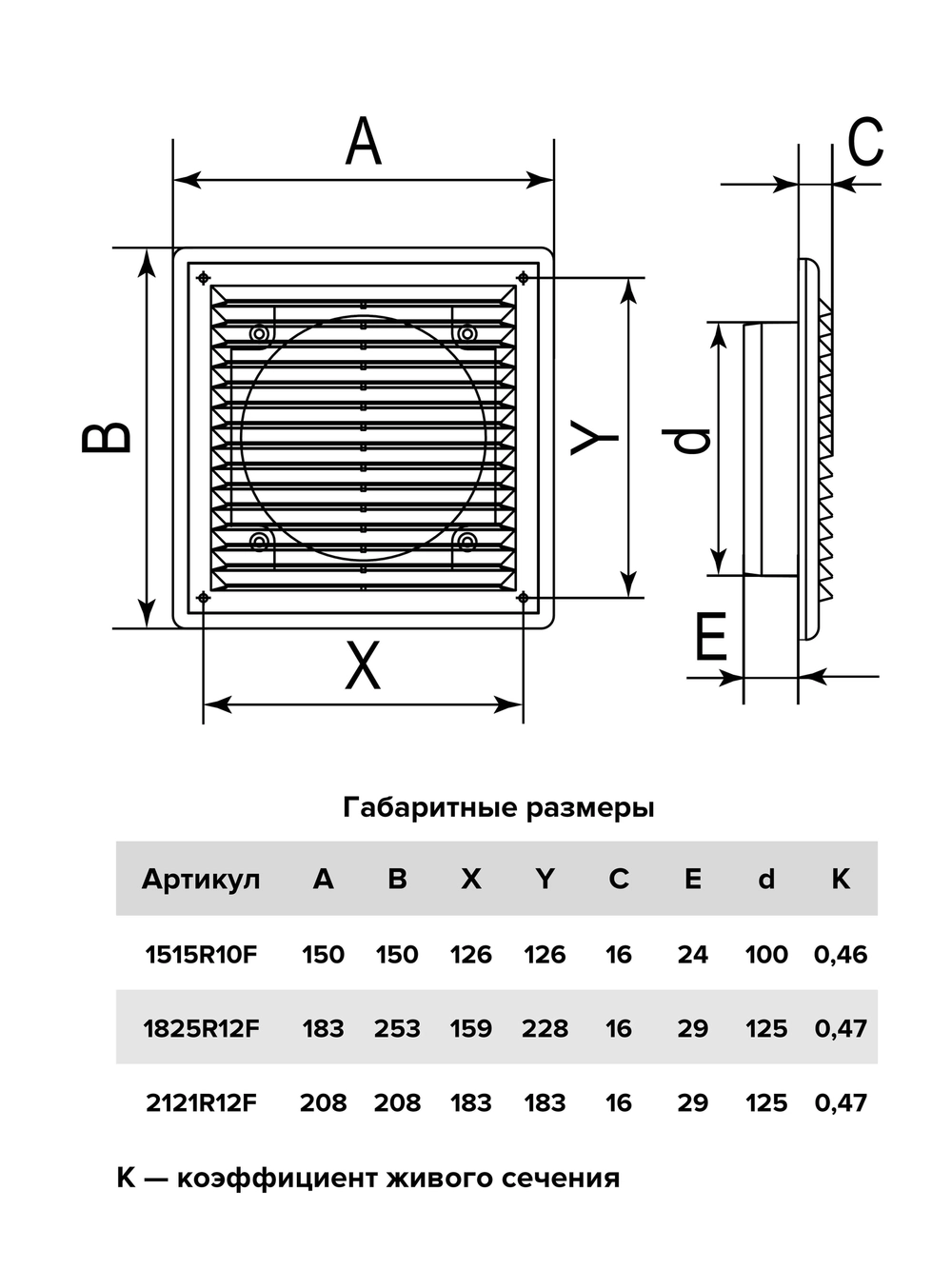 Решетка 150*150 1515R10F приточно-вытяжная с фланцем 150*150 d100 ERA