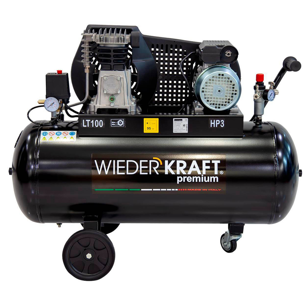 WDK-91040 Компрессор поршневой с ременным приводом 400 л/мин, 2.2 КВт, 220 В, ресивер 100 л