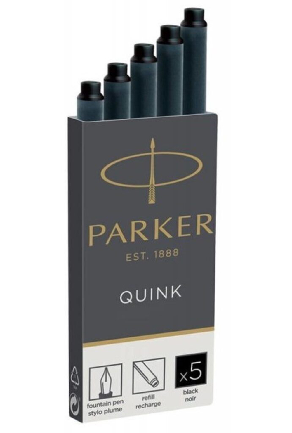 Parker чернила баллончики Quink Ink Z11, чёрные 5шт.