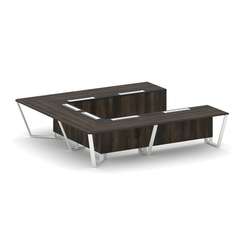 Steel Meet Стол переговорный П-образный KM-PR.B.SP-11P Дуб Мали/Графит Глянец/Металл Белый 3200*3200