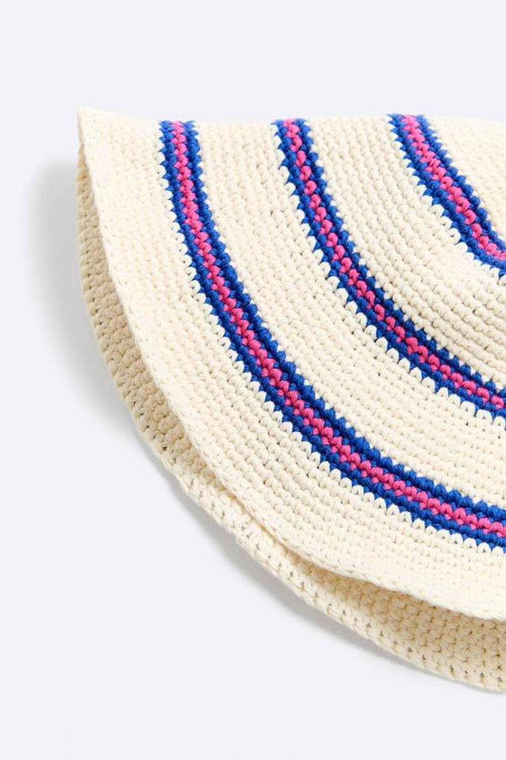 ZARA ШЛЯПА ИЗ КРУЖЕВА КРОШЕ В ПОЛОСКУ, ЭКРЮ