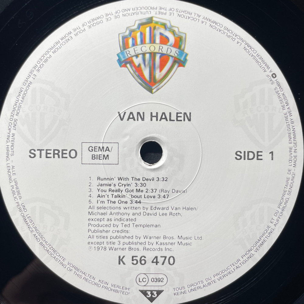 Van Halen ‎– Van Halen (Европа)