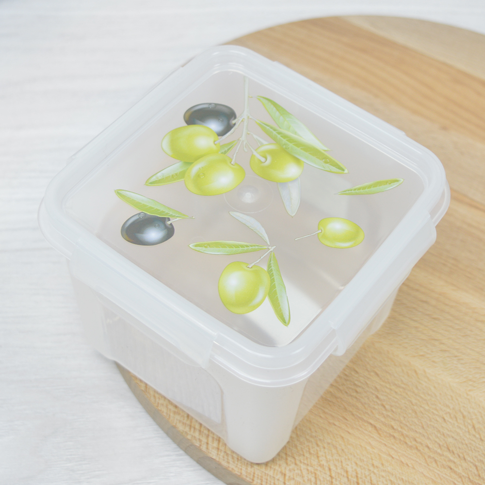 Контейнер 0,9л для СВЧ квадратный "Fresh" олива