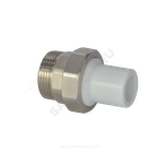 Муфта трубная PP-R комбинированная разъемная белая Дн 20х1/2" Ру25 наруж пайка/НР VALFEX 10158015