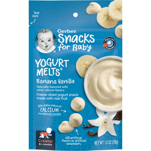 Gerber, Yogurt Melts, йогурт для малышей от 8 месяцев, банан и ваниль, 28 г (1 унция)
