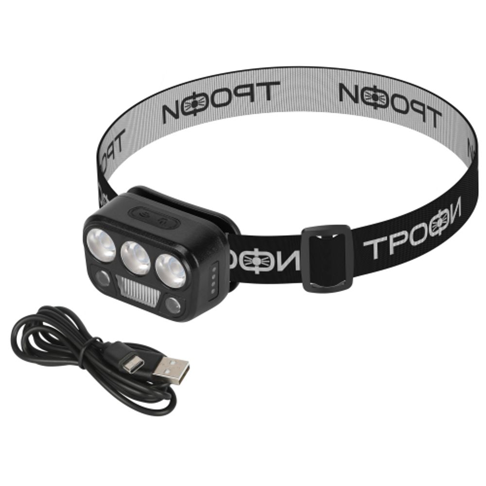 Фонарь налобный светодиодный Трофи GA-105 аккумуляторный 3+3+3 Bт сенсорное управление 5 режимов | Трофи