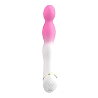 Бело-розовый вибромассажер 21,5см с круглой головкой Silicone Toys USK-V24