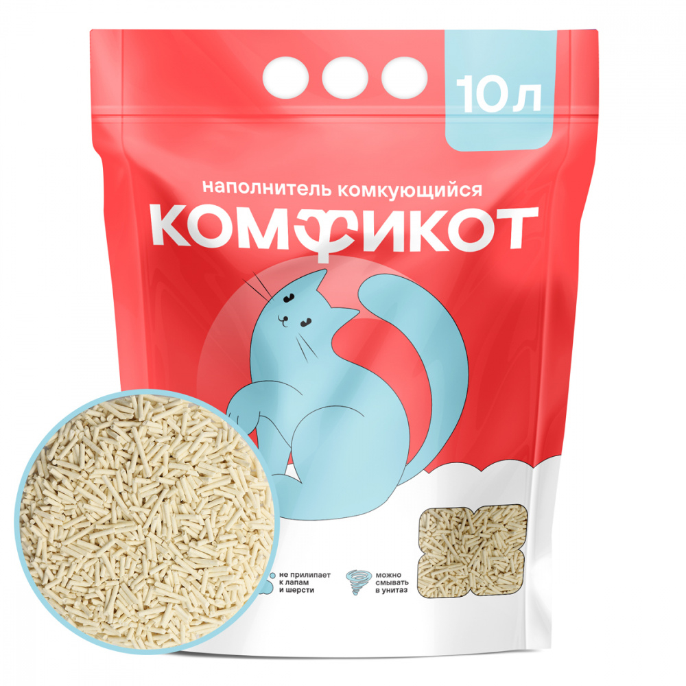 КОМФИКОТ Наполнитель тофу комкующийся без аромата 10 л