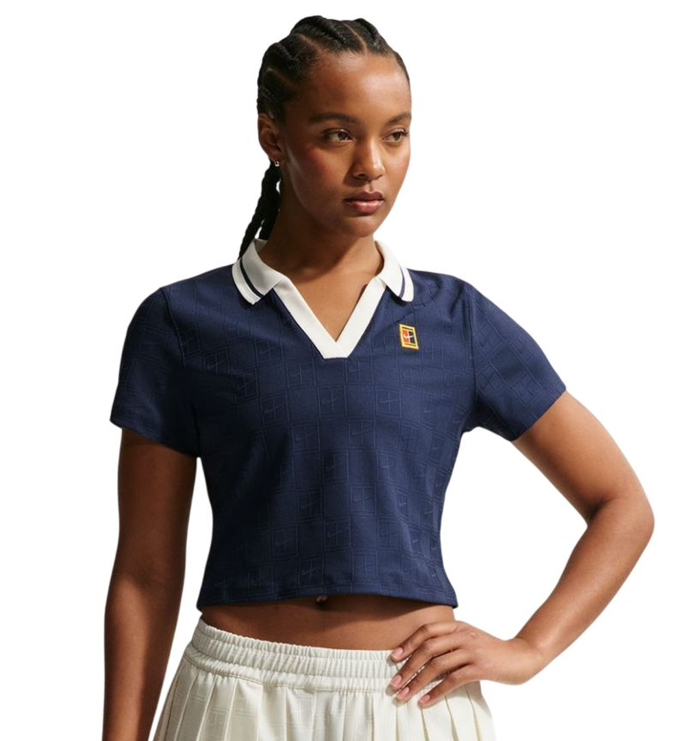Женское поло Nike Court Dri-FIT Cropped - midnight navy/sail