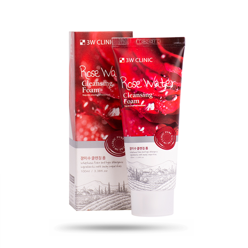 [3W Clinic] Rose Water Foam Cleansing - Пенка для умывания с розовой водой, 100 мл