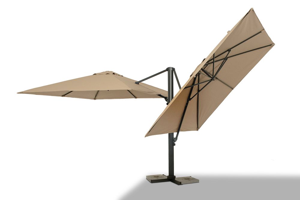 "Фабриано" зонт двухкупольный 3x3м на алюминиевой опоре, тент бежевый