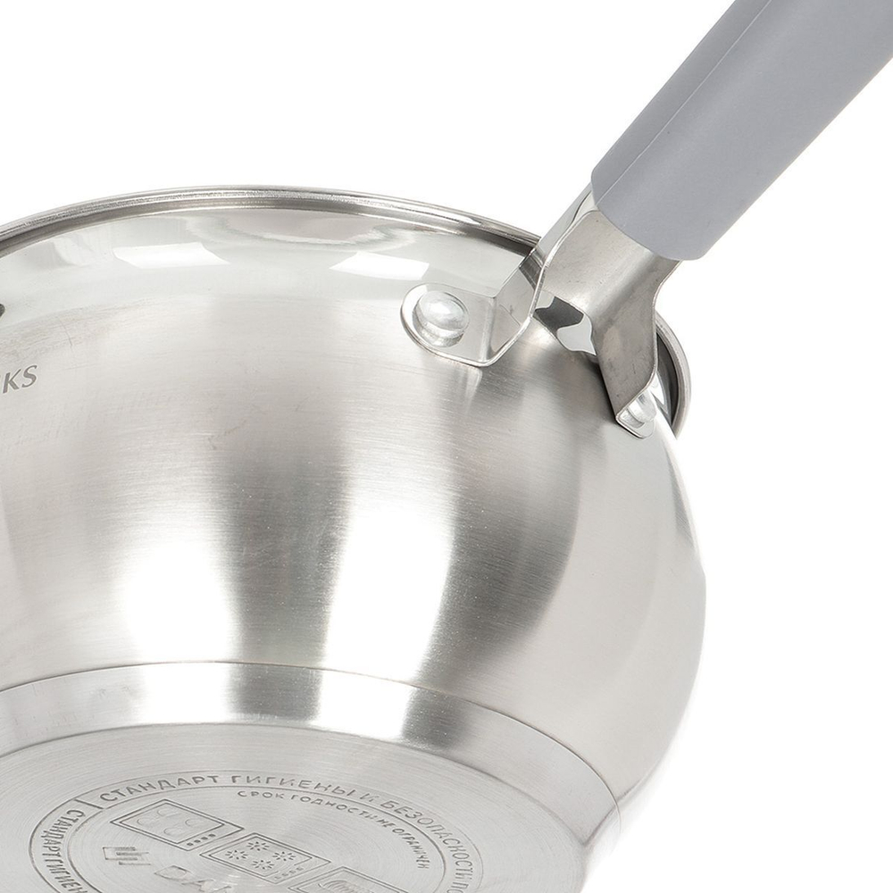 Ковш нерж, 2 л, крышка стекло, силикон ручка, индукц, Daniks, Модерн серый, SD-16SN