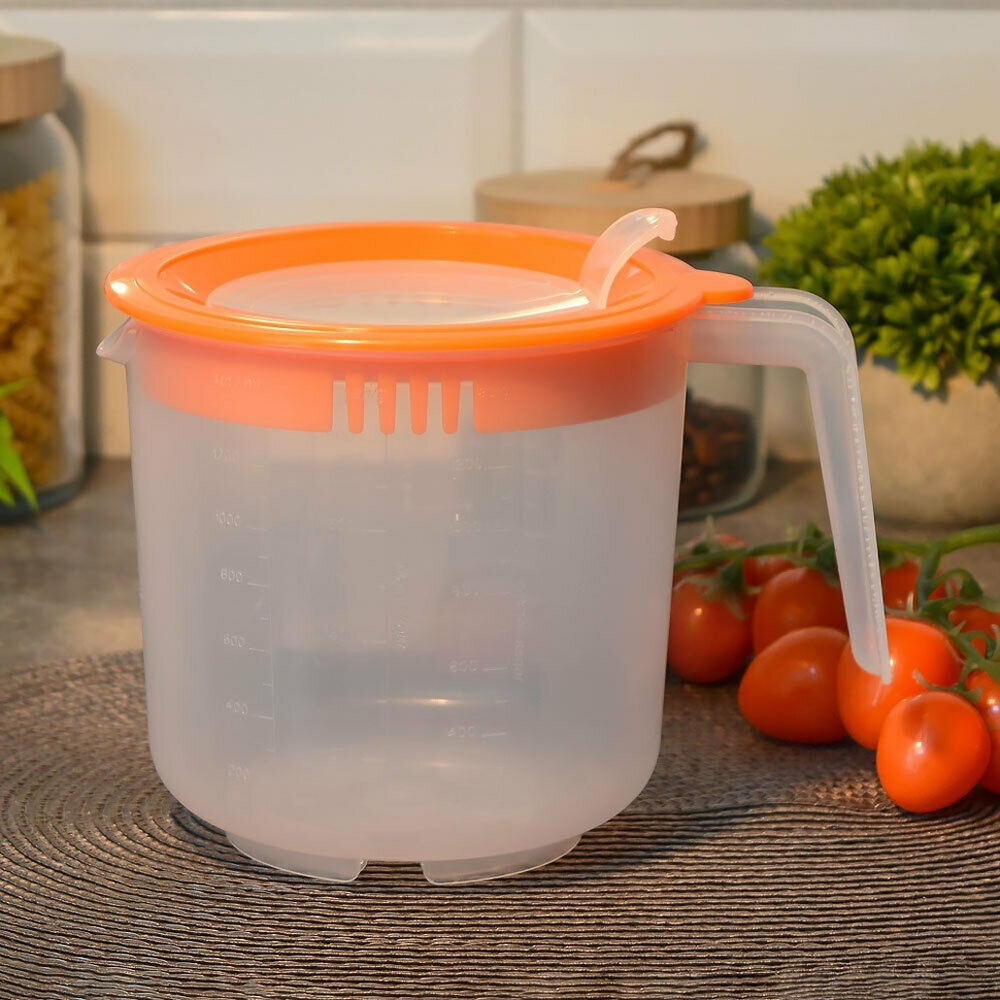 Миска для миксера 1,5л с мерной шкалой, мандарин