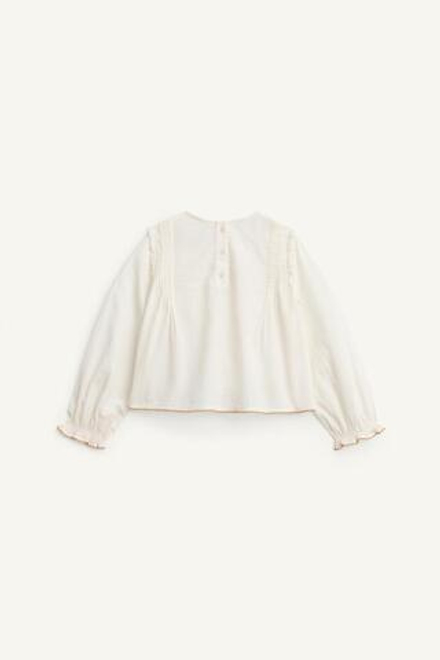 ZARA ОДНОТОННАЯ РУБАШКА С ВЫШИВКОЙ, ЭКРЮ