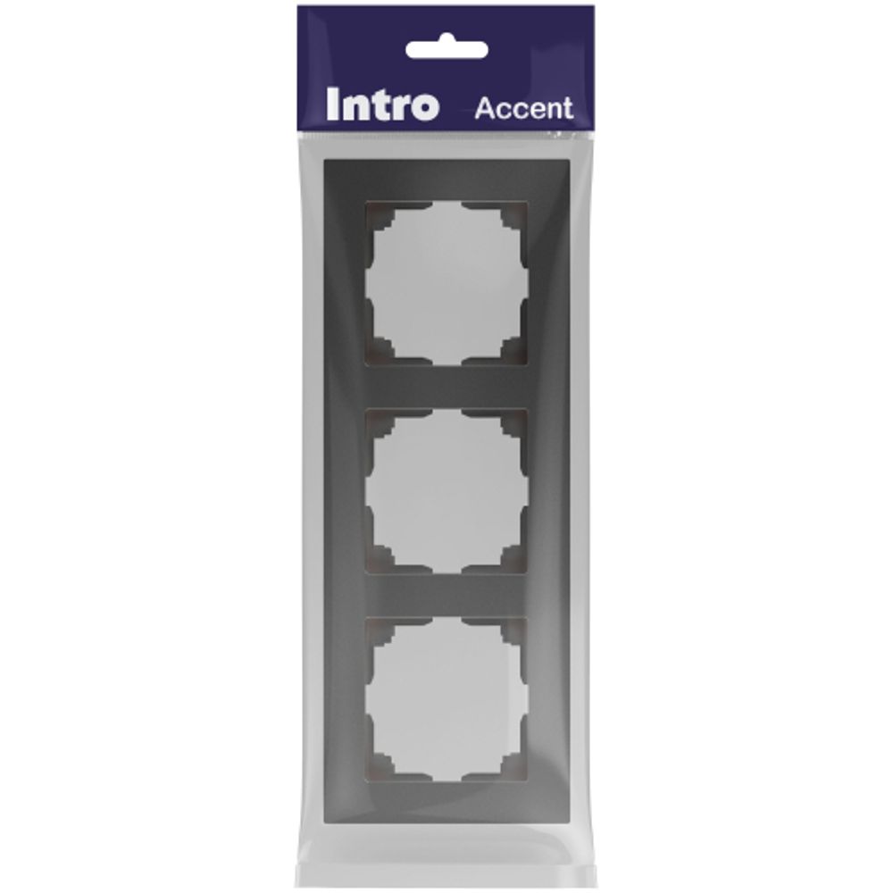 Рамка для розеток и выключателей Intro Accent 6-503-07 на 3 поста, СУ, графит | Intro