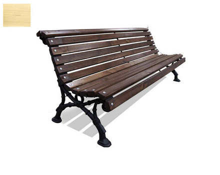 Скамейка чугунная "Европа" без подлокотников, сосна 1,2м, брус 30х60мм, лак