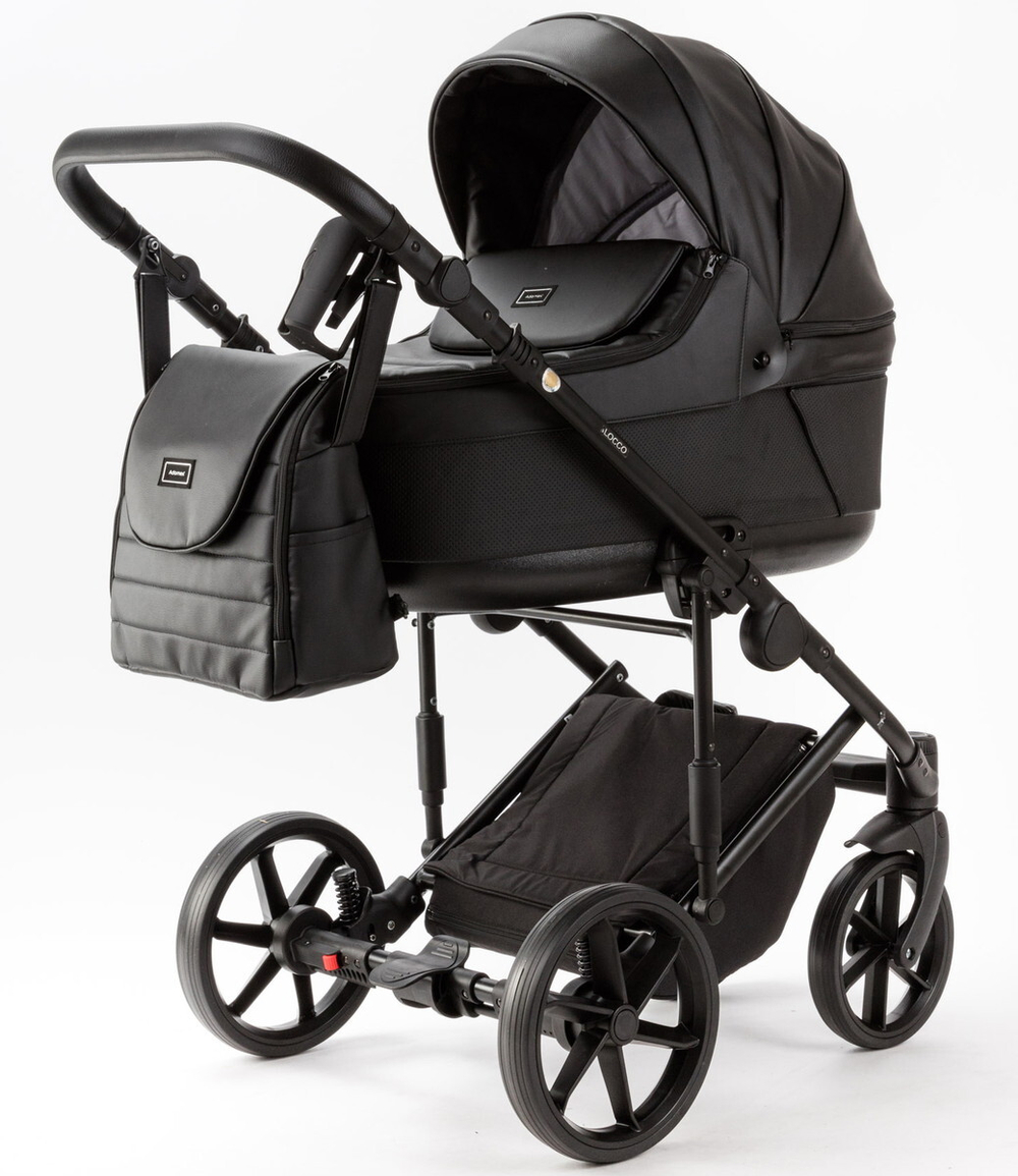 Детская коляска Adamex Locco Light Deluxe 3 в 1 LL-SA02 (ЧЕРН.КОЖА)