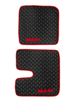Ковры MAN TGX с 1-м ящиком (механика) (экокожа, черный, красный кант, красная вышивка)