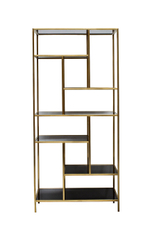 Стеллаж Garda Decor золотистый, темн.ст. 80*35*180 см