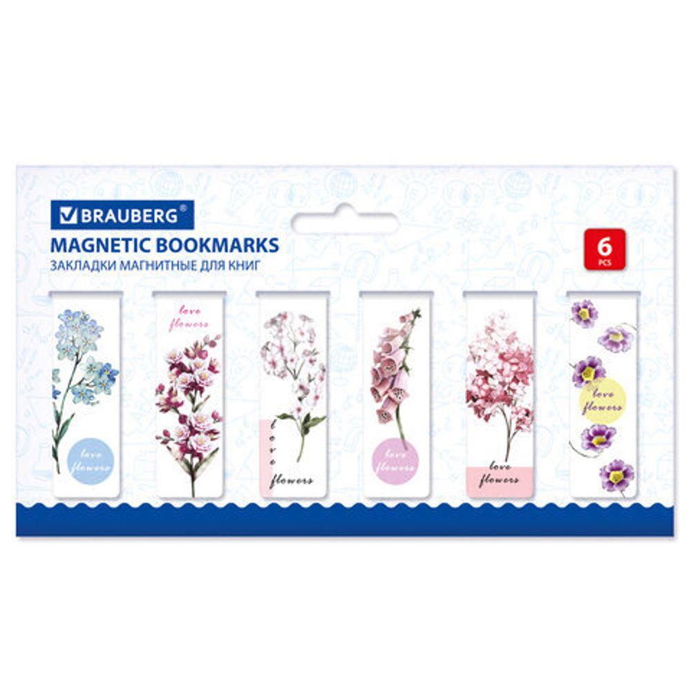 Закладки для книг МАГНИТНЫЕ, "MIX 3", набор 30 шт., 60x20 мм, BRAUBERG, 113179