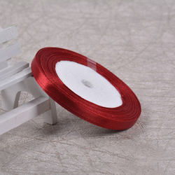 Лента атласная 6 мм(23 метра, цвет №48  бордовый)