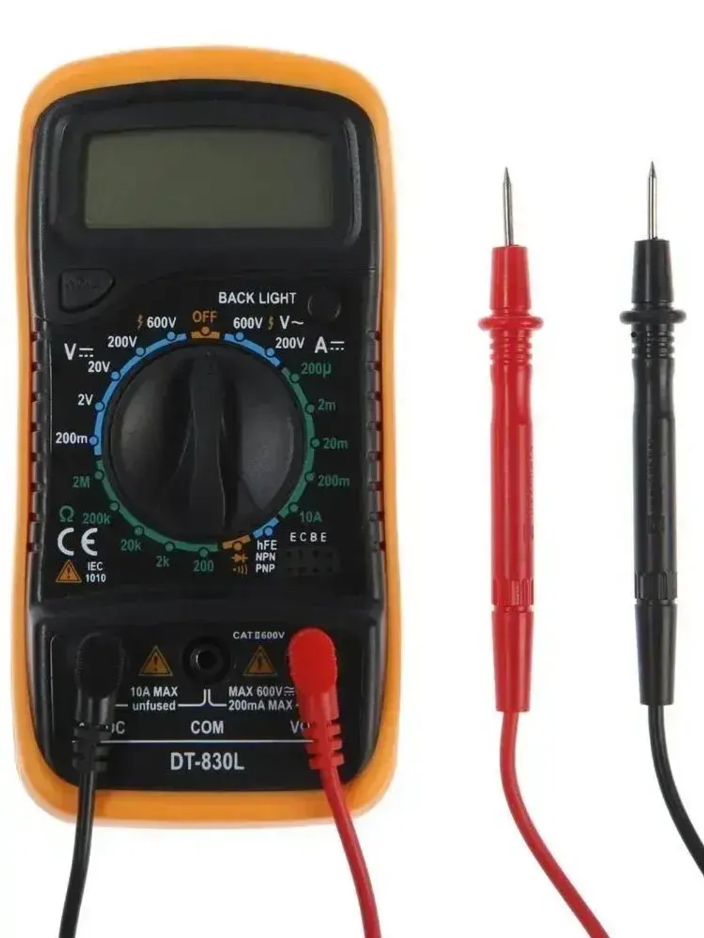 Цифровой мультиметр с звуковой прозвонкой цепи, тестер электрический напряжения постоянного и переменного тока до 600 В, ударопрочный вольтметр для авто