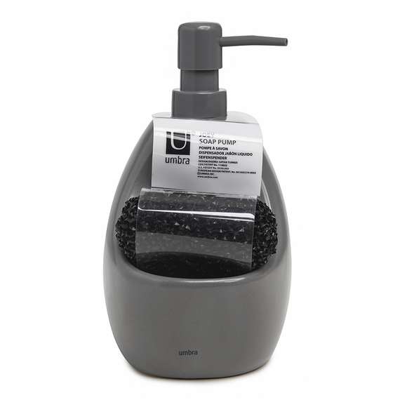 Диспенсер для мыла с подставкой для губки Joey 590 мл, уголь