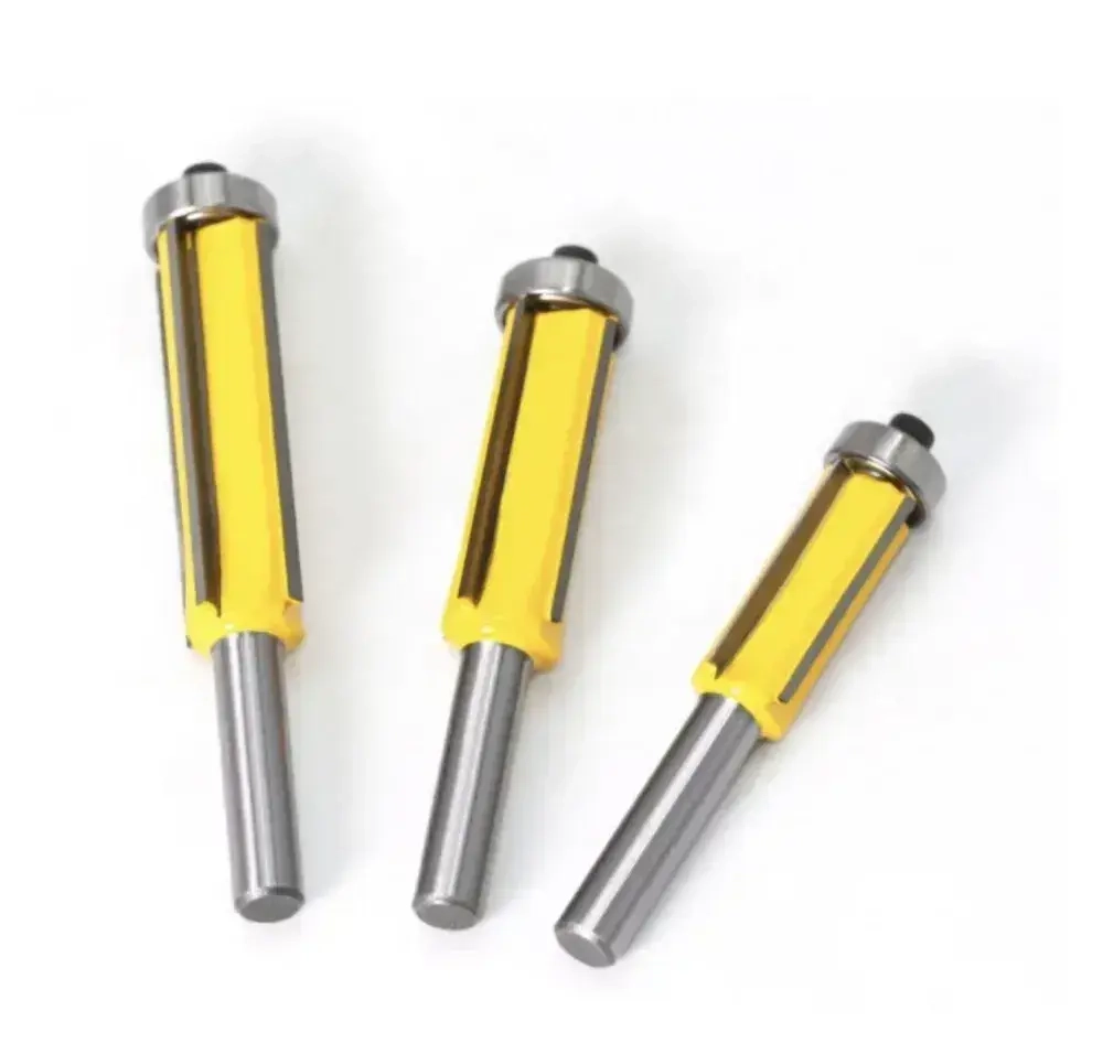 Фреза кромочная прямая, обгонная, 4 лезвия с нижним подшипником, 16x50, хвостовик 8 мм.