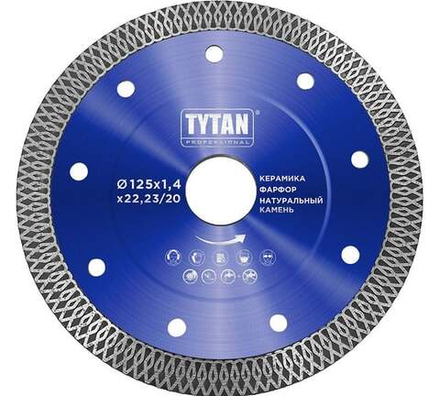 Tytan Professional диск алмазный отрезной по натуральному камню тонкий 125х1,4х22,23/20