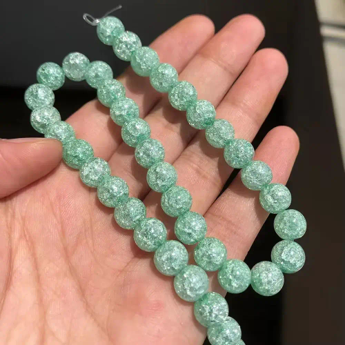 Сахарный кварц бусины шарик 4/6/8/10/12 мм, на нитке 38 см, цвет: Тиффани