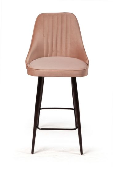 Стул полубарный Berg, бархат бежевый 5/ чёрный конус