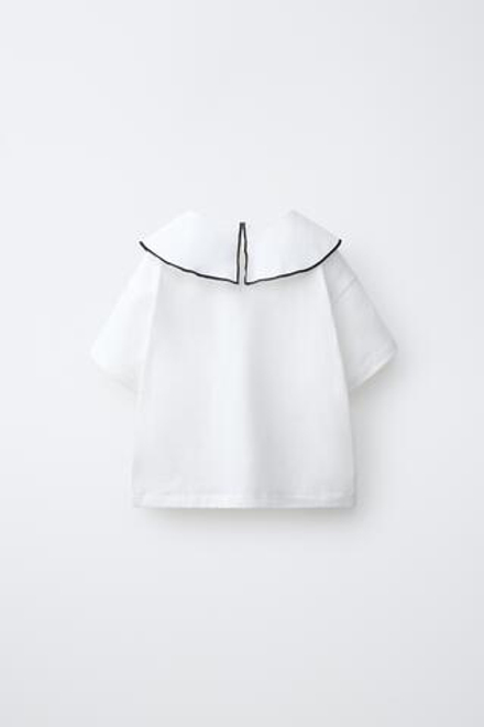 ZARA ФУТБОЛКА С БАНТОМ И ШАРФОМ, БЕЛЫЙ