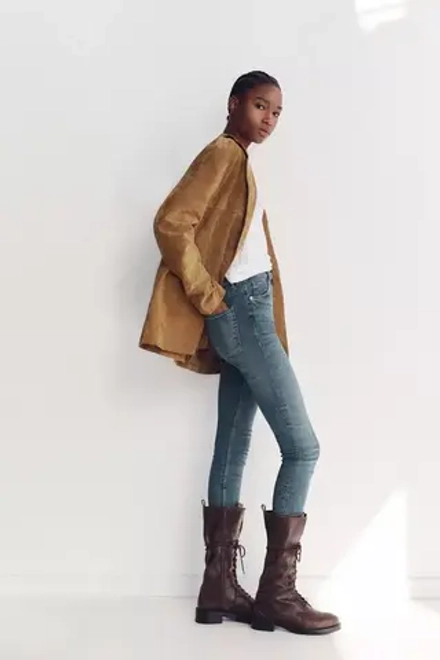 ZARA БЛЕЙЗЕР ИЗ ЗАМШИ, СВЕТЛЫЙ ЖЕЛТО-КОРИЧНЕВЫЙ