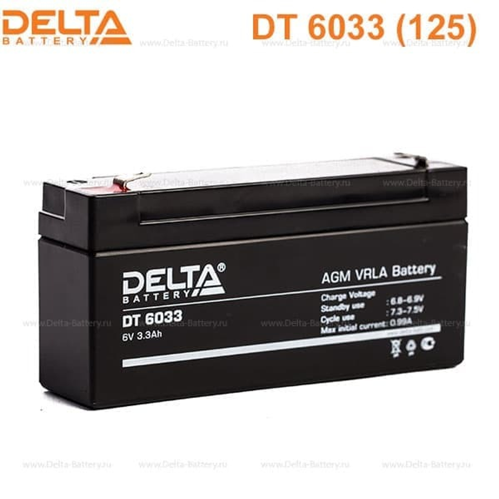 Аккумуляторная батарея Delta DT 6033 (125) (6V / 3.3Ah)