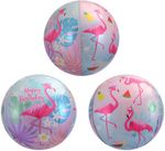 Шар (24"/61 см) Сфера 3D, С Днем Рождения (фламинго)