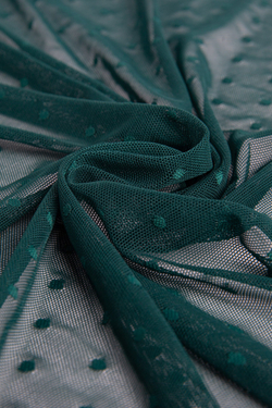 Сетка эластичная темно-зеленая в горошек 5 мм метражом