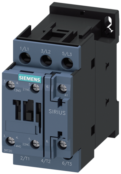 Siemens Контактор, 3 ПОЛ  AC-3, 5.5КВТ/400В, Блок-Контакты 1НО+1НЗ 3RT20241AP00