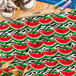 Ткань премиум шифон дольки арбуза