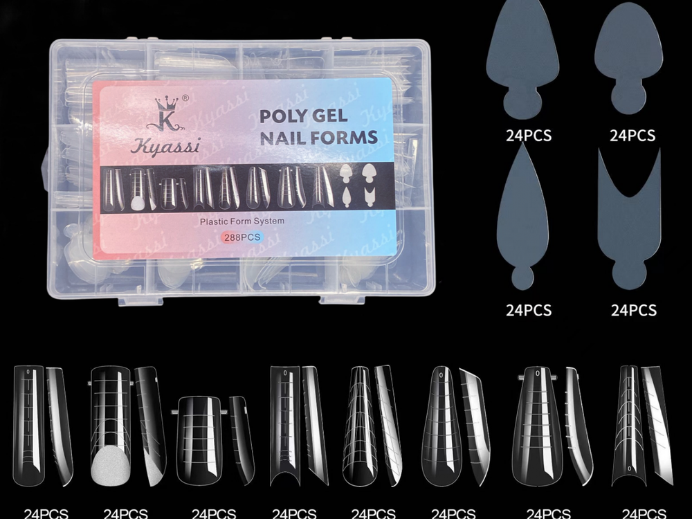Верхние формы для наращивания ногтей с разметкой 288шт. POLY GEL NAIL FORMS-3