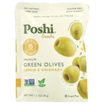 Poshi, Snacks, зеленые оливки премиального качества, лимон и розмарин, 30 г (1,1 унции)