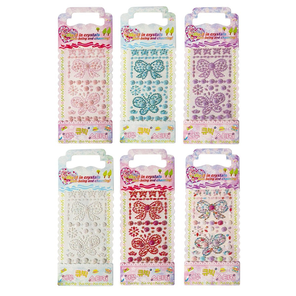 Наклейки-стразы Alingar, акриловые, "Бабочка и бантик", ассорти, пакет с европодвесом