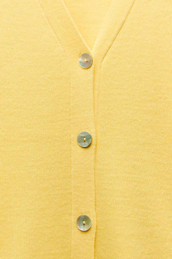 ZARA ОДНОТОННЫЙ КАРДИГАН ИЗ СМЕСОВОЙ ШЕРСТИ, ЖЕЛТЫЙ