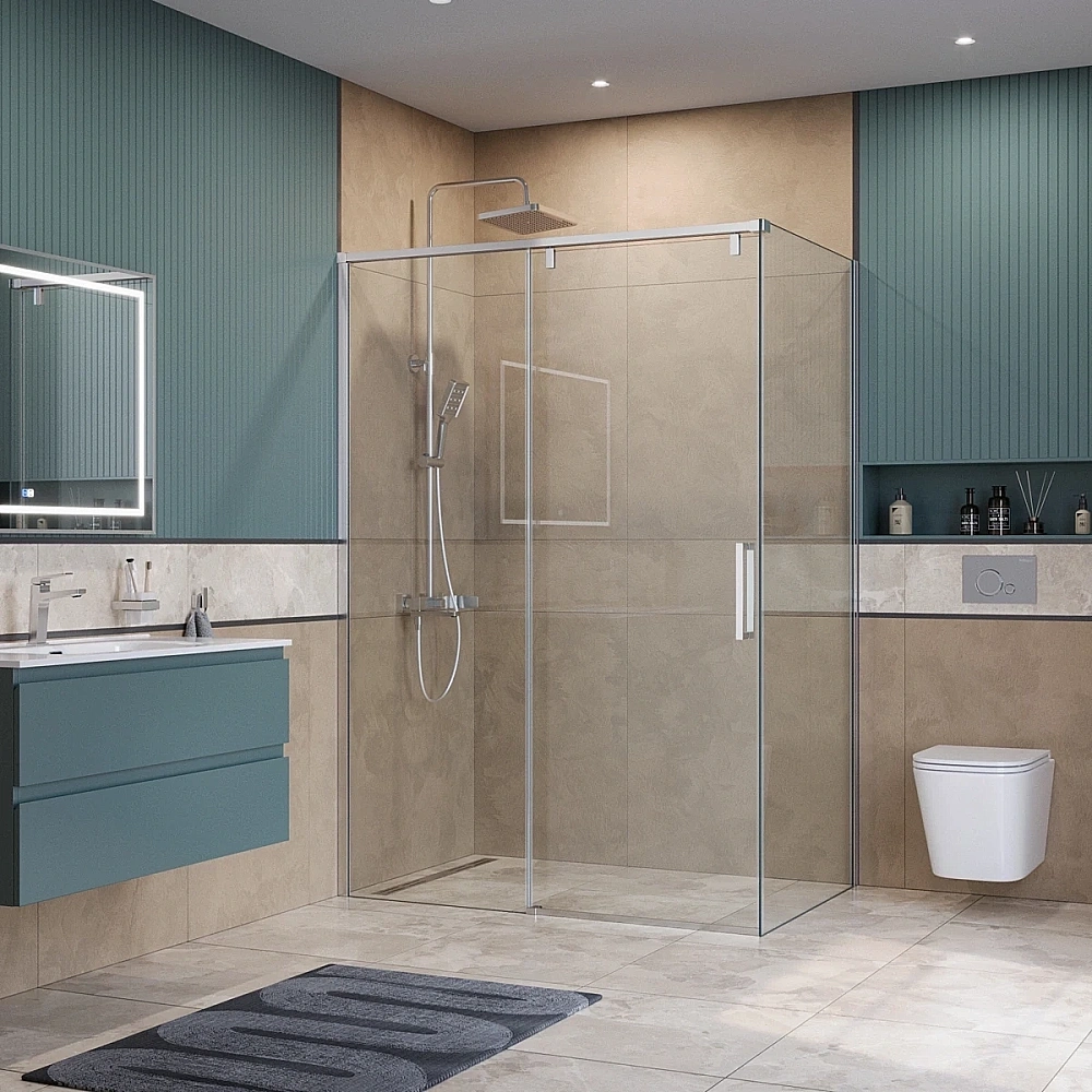 Душевой уголок BelBagno SOFT_CLOSE-1-AH-1 140х100 стекло прозрачное/профиль хром