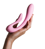 Розовый вибромассажёр G-wave с гибким клиторальным отростком - 18 см. (Цвет: розовый)