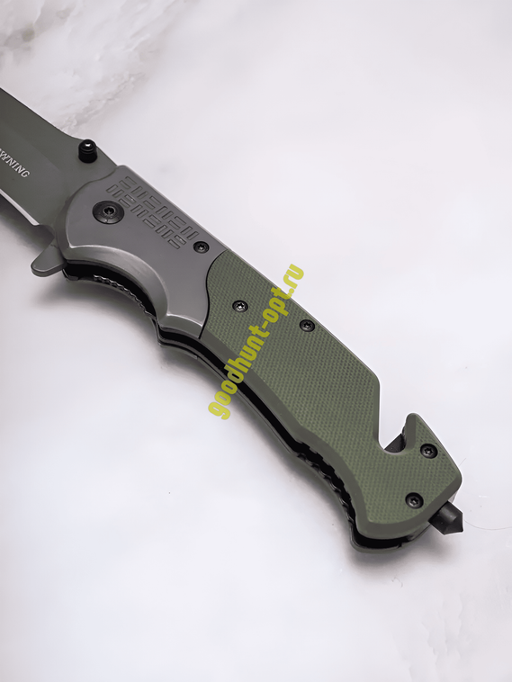 Тактический складной нож Browning со стеклоотбоем и стропорезом Зеленый