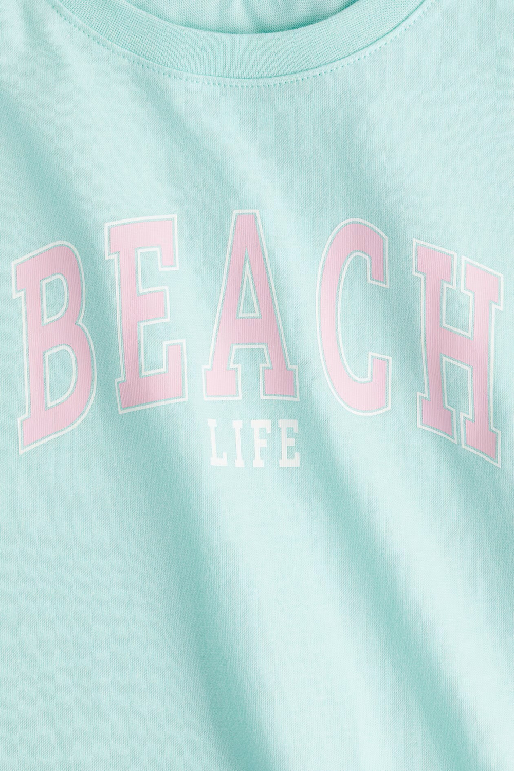 H&M Хлопковая футболка оверсайз с принтом, светло-бирюзовый